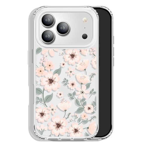 GYZYA for iPhone 17 Pro Case Clear 6.3 Inch with Design, Protective Slim TPU Cover + Shockproof Bumper for Women and Girls (Flowers/Pink) - color: Flowers005, size: iPhone 17 Pro (6.3 inch)