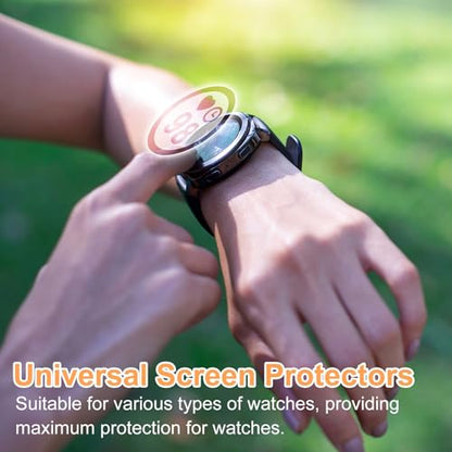 HARFINGTON 4pcs Watch Glass Screen Protector 26mm 9H Tempered Glass HD Clear Curved Edge Anti-Scratch Waterproof Round Smart Watch Dial Crystal Face Protective Film with Accessories - size: 26mm