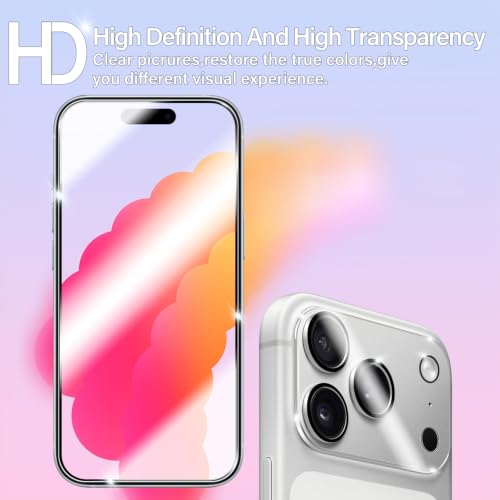 BIGFACE Compatible with iPhone 17 Pro Max Screen Protector + Camera Lens Protectors, [2 + 2 Pack] Premium HD Clear Tempered Glass with Easy Installation Tool for iPhone 17 Pro Max(6.9 Inch) - size: iPhone 17 Pro Max(6.9")