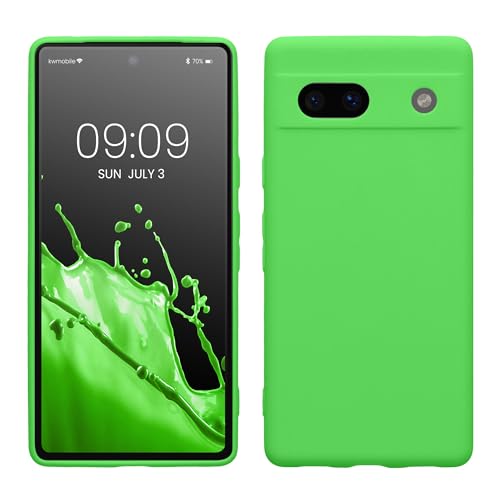 kwmobile Case Compatible with Google Pixel 7a Case - Protective Slim TPU Phone Cover - Soft Matte Finish - Lime Green - color: lime green