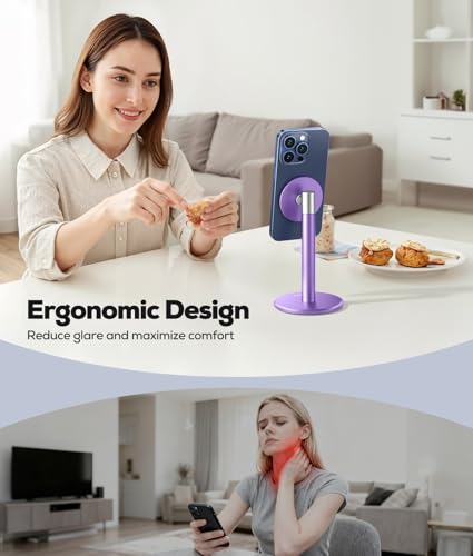 Nulaxy Magnetic Full Aluminum Cell Phone Stand with 360 Rotating, Purple - color: E-Purple