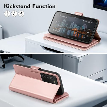 Shieldtop Compatible with Samsung Galaxy A03S US Wallet Case with Card Holder,RFID Blocking PU Leather Phone Case Folio Flip Shockproof TPU Protective Cover Credit Card Slots Women Men,Rose Gold - color: Rose Gold