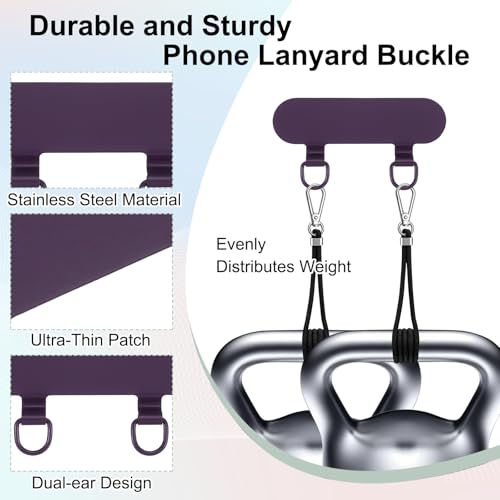 uxcell Double Ear Stainless Steel Clip Phone Lanyard Tab Ultra-Thin Phone - color: Dark Purple