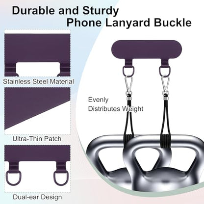 uxcell Double Ear Stainless Steel Clip Phone Lanyard Tab Ultra-Thin Phone - color: Dark Purple