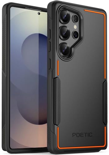 Poetic Neon Case for Samsung Galaxy S25 Ultra 5G, Dual Layer Heavy Duty Rugged Lightweight Slim Shockproof Protective Cover Phone Case, Orange/Black - color: Black/Orange