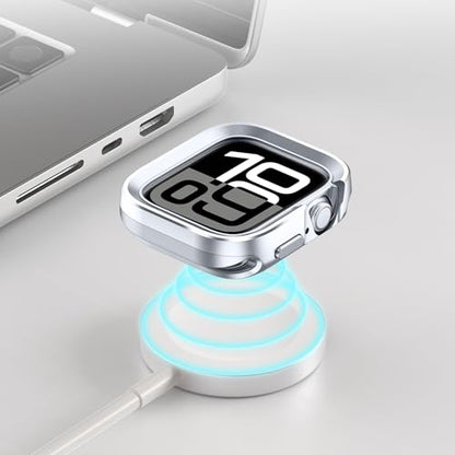 Amizee 2 in 1 Metal Rugged Case Compatible with Apple Watch Series 11/10 42mm, Aluminum Shockproof Protective Bumper Cover for iWatch 42mm, Silver - color: Silver, size: 42 mm