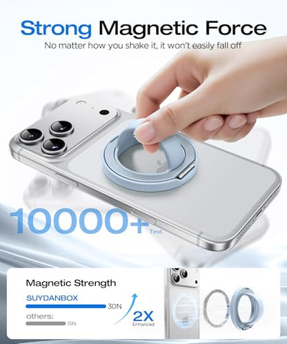 Magnetic Phone Grip, 360° Rotation & 180° Flip Universal Phone Ring Stand, Silicone Phone Ring Holder for Back of Phone for iPhone 17/16/15/14/13/12 Pro Max/Plus, Blue - color: Blue