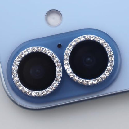 BONVAN for iPhone 17 Camera Lens Protector Bling Glitter Diamond Metal Crystal Tempered Glass Screen Accessories Rhinestones Lens Cover (Light Blue) - color: Light Blue