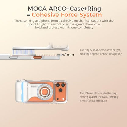 COMITOK iPhone Pro Max Camera Grip MOCA ARCO with Case for iOS26, Compatible with iOS17/iOS18, Phone Camera Grip with Enhanced Handle & Anti-Drop Detachable Remote for Easy Shooting, YouTube, Tiktok - style: MOCA ARCO Pro Edition