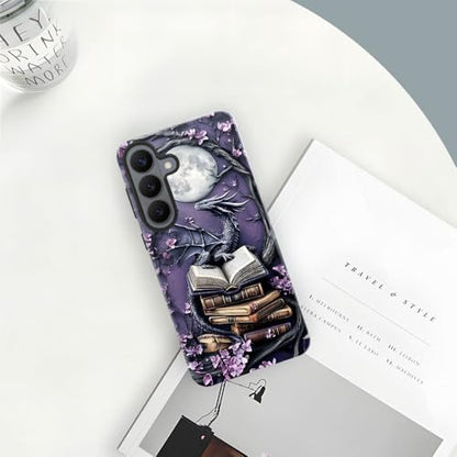 Case for Samsung Galaxy S26,Camera Protection Soft Glossy Phone Case - Purple Dragon Moon Book - color: Purple Dragon Moon Book, size: Samsung Galaxy S26
