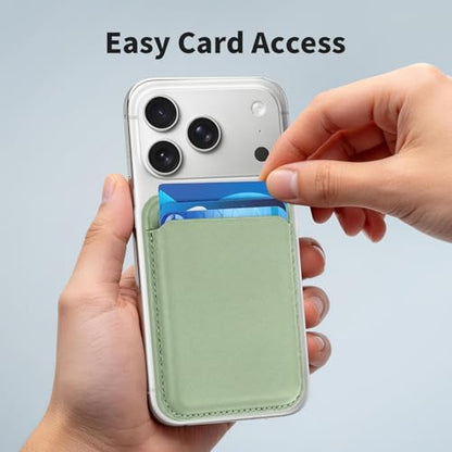 2Pack Magnetic Wallet Cell Phone Card Holder for Phone Case with Mag-Safe, Stronger Magnetic RFID Leather Phone Wallet Stick on Series of iPhone 17/16/15/14/13/12 and Pro/Promax,2-Pack White - color: Matcha Green, size: 2 Pack