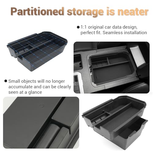 Compatible with Toyota Land Cruiser 250 Center Console Tray for Toyota Land Cruiser Accessories for 2024 2025 Toyota Land Cruiser 1958/Land Cruiser Middle Console Tray Double Layer (Not Fit Cool Box) - size: 3) Land Cruiser 2024-2027 Double Layer Tray