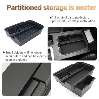 Compatible with Toyota Land Cruiser 250 Center Console Tray for Toyota Land Cruiser Accessories for 2024 2025 Toyota Land Cruiser 1958/Land Cruiser Middle Console Tray Double Layer (Not Fit Cool Box) - size: 3) Land Cruiser 2024-2027 Double Layer Tray