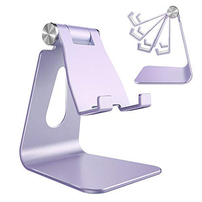CreaDream Adjustable Cell Phone Stand, Phone Stand, Cradle, Dock, Holder, Aluminum Desktop Stand Compatible with Phone 13 12 11 Pro Max Charging, Accessories Desk, All Mobile Phones, Purple - color: Purple