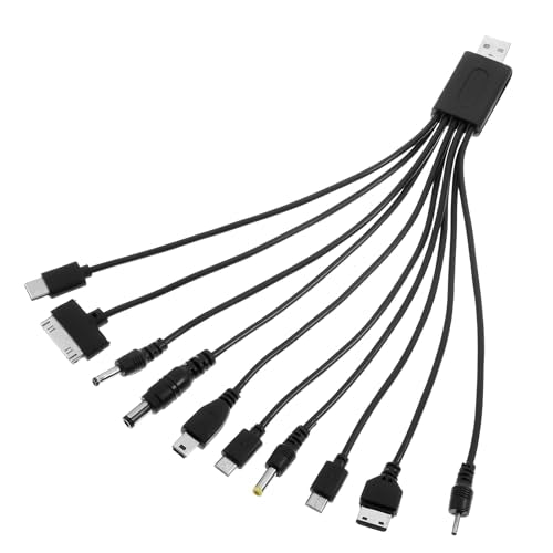 QfwdfcTrenz 10 in 1 USB Cables, Universal USB to Multi Plug Cell Phone Charger, Universal Multiple Charging Cord Charging Cable with 10 Ports for Cell Phones Speaker MP3 MP4