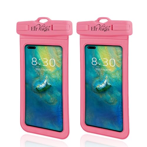 2 Pack IPX8 Waterproof Phone Pouch for iPhone 16/15/14/13 Pro Max Plus (7.2 Inch) - Swimming, Diving, Snorkeling, Snowproof - Touchscreen Friendly Underwater Photography Dry Bag (Pink&Pink) - color: Pink&Pink