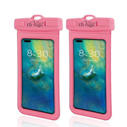 2 Pack IPX8 Waterproof Phone Pouch for iPhone 16/15/14/13 Pro Max Plus (7.2 Inch) - Swimming, Diving, Snorkeling, Snowproof - Touchscreen Friendly Underwater Photography Dry Bag (Pink&Pink) - color: Pink&Pink