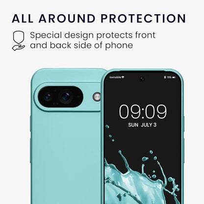kwmobile Case Compatible with Google Pixel 9 Case -Soft TPU Back Phone Cover - with Metallic Look - Metallic Mint Green - color: Metallic Mint Green, size: Pixel 9