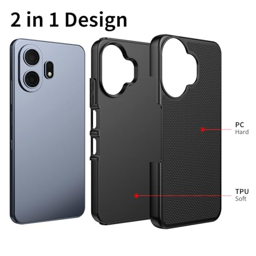 Ailiber for TCL NxtPaper 70 Pro Phone Case Rugged, Screen Protector-Black | Slim Professional Design, Non-Slip Black PC Back & Soft Silicone Bumper, Anti-Scratch Phone Case for Business Daily Use - color: Black