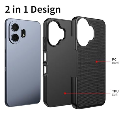 Ailiber for TCL NxtPaper 70 Pro Phone Case Rugged, Screen Protector-Black | Slim Professional Design, Non-Slip Black PC Back & Soft Silicone Bumper, Anti-Scratch Phone Case for Business Daily Use - color: Black
