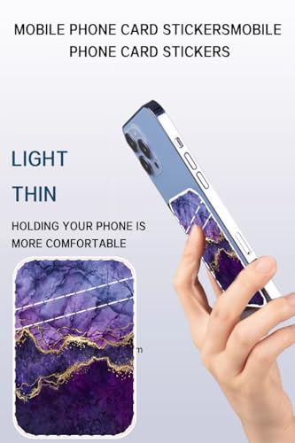 Dual Pocket Leather Phone Wallet Adhesive Stick On, Cute Card Holder, Credit Card Holder for Phone Case, Luxury Blue Marble - color: Luxury Blue Marble