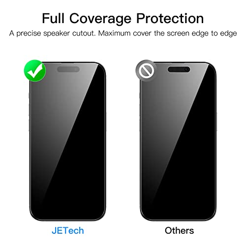 JETech Screen Protector for iPhone 14 Pro, 3-Pack | 9H Tempered Glass, Full Coverage, Scratch Resistant, HD Clear, Case-Friendly - size: iPhone 14 Pro