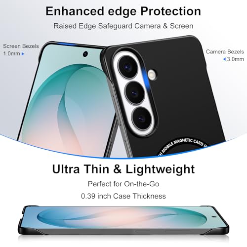 Frameless Slim Case for Samsung Galaxy S26 Plus, Silky Touch, Hard PC Matte Back, Exposed Sides Compatible with Mag-Safe, Anti-Scratch Shockproof Protective Cover for Samsung S26 Plus 5G (Black) - color: Black
