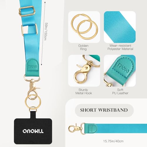 TiMOVO Phone Lanyard Crossbody Wrist Strap, Adjustable Anti-Theft Strap for Smartphone Case - color: Blue