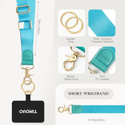 TiMOVO Phone Lanyard Crossbody Wrist Strap, Adjustable Anti-Theft Strap for Smartphone Case - color: Blue