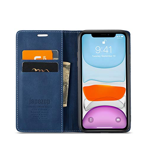 japezop Compatible with iPhone 11 Case,iPhone 11 Case Wallet with[RFID Blocking] Card Holder Kickstand, Leather Flip Wallet Case for iPhone 11 6.1 inch(Blue) - color: Blue, size: iPhone 11 6.1 Inch