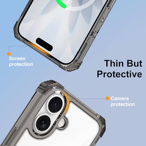 Clear Case for iPhone 17 Case with Stand Compatible with MagSafe | Military Grade Heavy Duty Cover with 360 Rotatable Ring Kickstand -260417 - color: Clear Black, size: iPhone 17