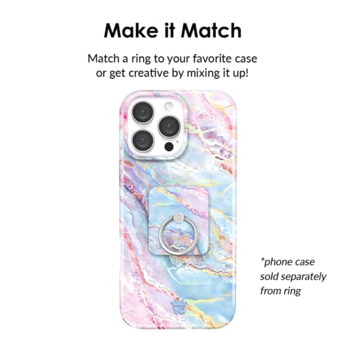 Velvet Caviar Cell Phone Ring Holder - Finger Ring & Stand - Improves Phone Grip Compatible with iPhone, Galaxy and Most Cases (Except Silicone/Leather) - Moonstone Holographic Pink Blue Marble - color: Holographic Moonstone