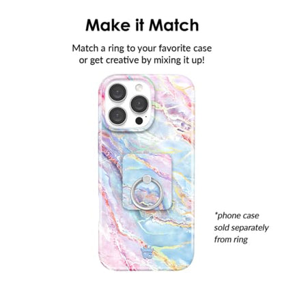 Velvet Caviar Cell Phone Ring Holder - Finger Ring & Stand - Improves Phone Grip Compatible with iPhone, Galaxy and Most Cases (Except Silicone/Leather) - Moonstone Holographic Pink Blue Marble - color: Holographic Moonstone