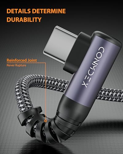 CONMDEX USB C Cable 10Gbps [1ft, 2Pack] Right Angle, 3.1A Fast Charge Cord - size: 1ft+1ft