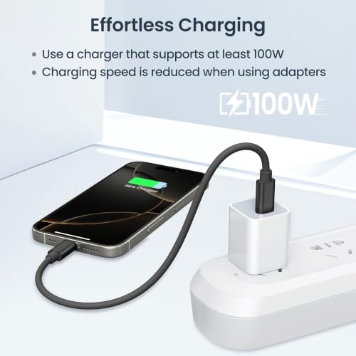 Elebase USB C Charger Adapter Kit with 1Ft 100W Cable for iPhone 18 Pro Max - color: Black