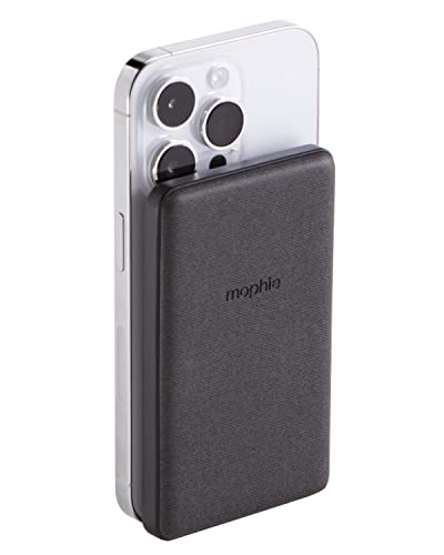 mophie Snap+ Juice Pack Mini - Wireless Portable Magnetic Charger with 5000 mAh Internal Battery, Compatible with MagSafe & Qi-Enabled Smartphones, Works with Apple, Samsung, and Google Phones, Black