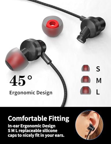 Wired Earbuds for Chromebook Laptop PC,3.5mm in Ear Headphones for Kindle - color: Black