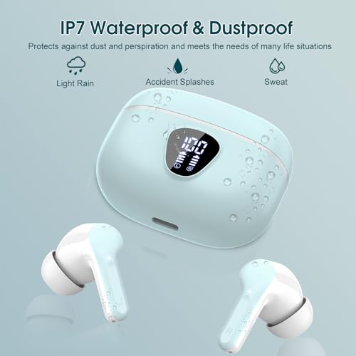 Wireless Earbuds, Bluetooth 5.4 Headphones HiFi Stereo, Bluetooth Earbuds - color: Azure