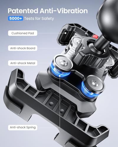 LOXP Anti-Shake Motorcycle Phone Mount with 2026 Dual Vibration Dampener - color: Black