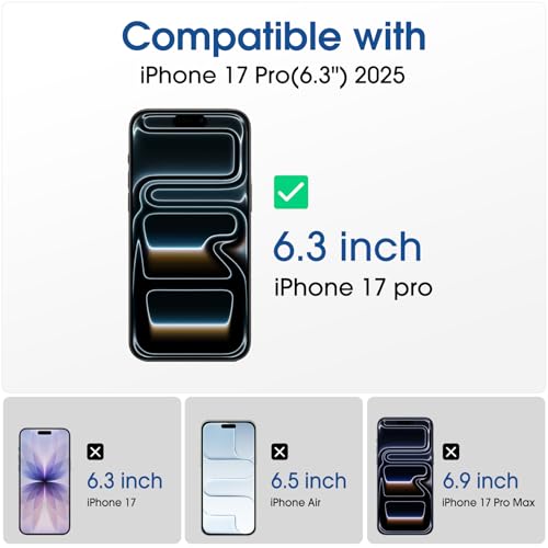 amFilm OneTouch for iPhone 17 Pro Privacy Screen Protector 6.3'' 2025 - size: 17P-6.3”