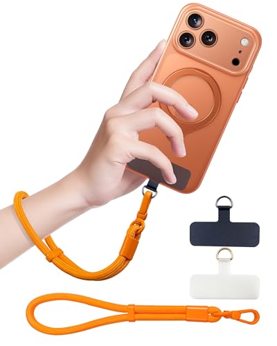 Phone Lanyard, Phone Wrist Strap with 2 Tether Tabs for All Phones, Orange - color: Orange