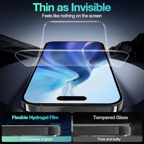 3 Pack Flexible Film for iPhone 17 Pro Screen Protector[NOT GLASS], Non-breakable Soft TPU Hydrogel Film for iPhone 17 Pro, Invisible Thin, Scratch Resistant, Self-Healing - size: iPhone 17 Pro