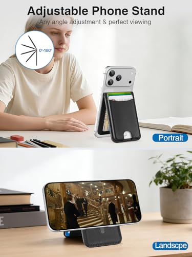 TopMade for MagSafe Wallet Works with Find My, Strongest Magnetic Wallet - color: Black