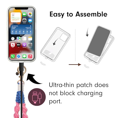 Sonix Phone Wristlet - Detachable Universal Smartphone Wrist Strap, Hands-Free Lanyard Cellphone Bracelet with Tether Tab - color: Crochet Twist - Pink