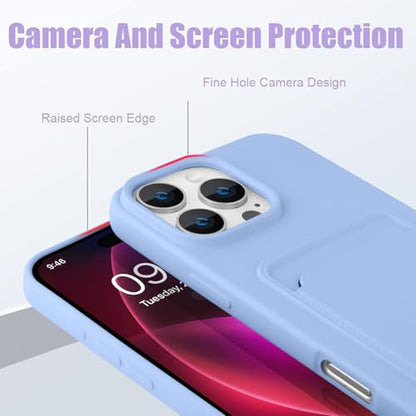 MZELQ Compatible with iPhone 16 Pro Max Case Card Holder -Purple | Wallet Cover,Camera Protection + Screen Protector Soft Card Slot Phone Case - color: Purple, size: iPhone 16 Pro Max