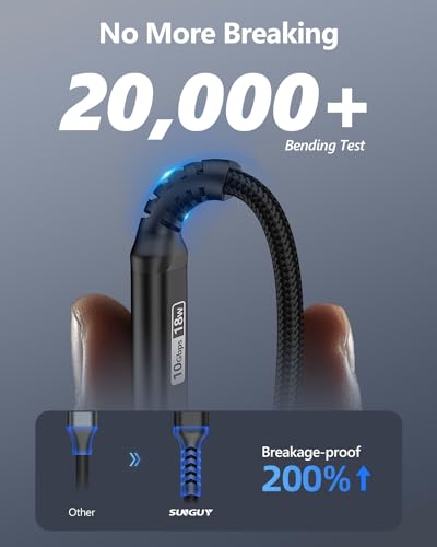 SUNGUY 10Gbps Android Auto USB Cable 1FT, 3A USB C 3.1 Gen2 Cable Data Transfer, USB C CarPlay Cable Fast Charging for iPhone 17/16/15 Series, Samsung Galaxy S25 S24 Ultra, Pixel-Black - color: Black, size: 1FT