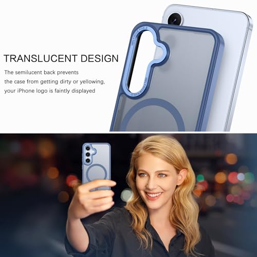 BENTOBEN Magnetic for Samsung Galaxy S24 Plus Case [Compatible with Magsafe] Translucent Matte Slim Thin Shockproof Anti-Yellow Women Men Protective Phone Cover for Samsung S24 Plus 6.7" 2024, Blue - color: Blue