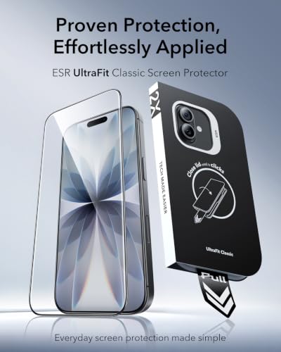 ESR 3 Pack for iPhone 17/iPhone 16 Pro Screen Protector, Classic | Easy One-Pull Installation, 2X Impact Absorption, 9H Tempered Glass, Full-Coverage Protection, UltraFit Tray, Bubble-Free - size: iPhone 17/16 Pro 6.3 inch