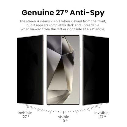 For Samsung Galaxy S24 Ultra [Upgraded 27°] Privacy Screen Protector [2 PACK][Fast Fingerprint ID Unlock][Anti-Spy PET Film][Easy Installation with Alignment Jig] [Scratch Resistant] - size: Galaxy S24 Ultra
