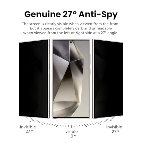 For Samsung Galaxy S24 Ultra [Upgraded 27°] Privacy Screen Protector [2 PACK][Fast Fingerprint ID Unlock][Anti-Spy PET Film][Easy Installation with Alignment Jig] [Scratch Resistant] - size: Galaxy S24 Ultra